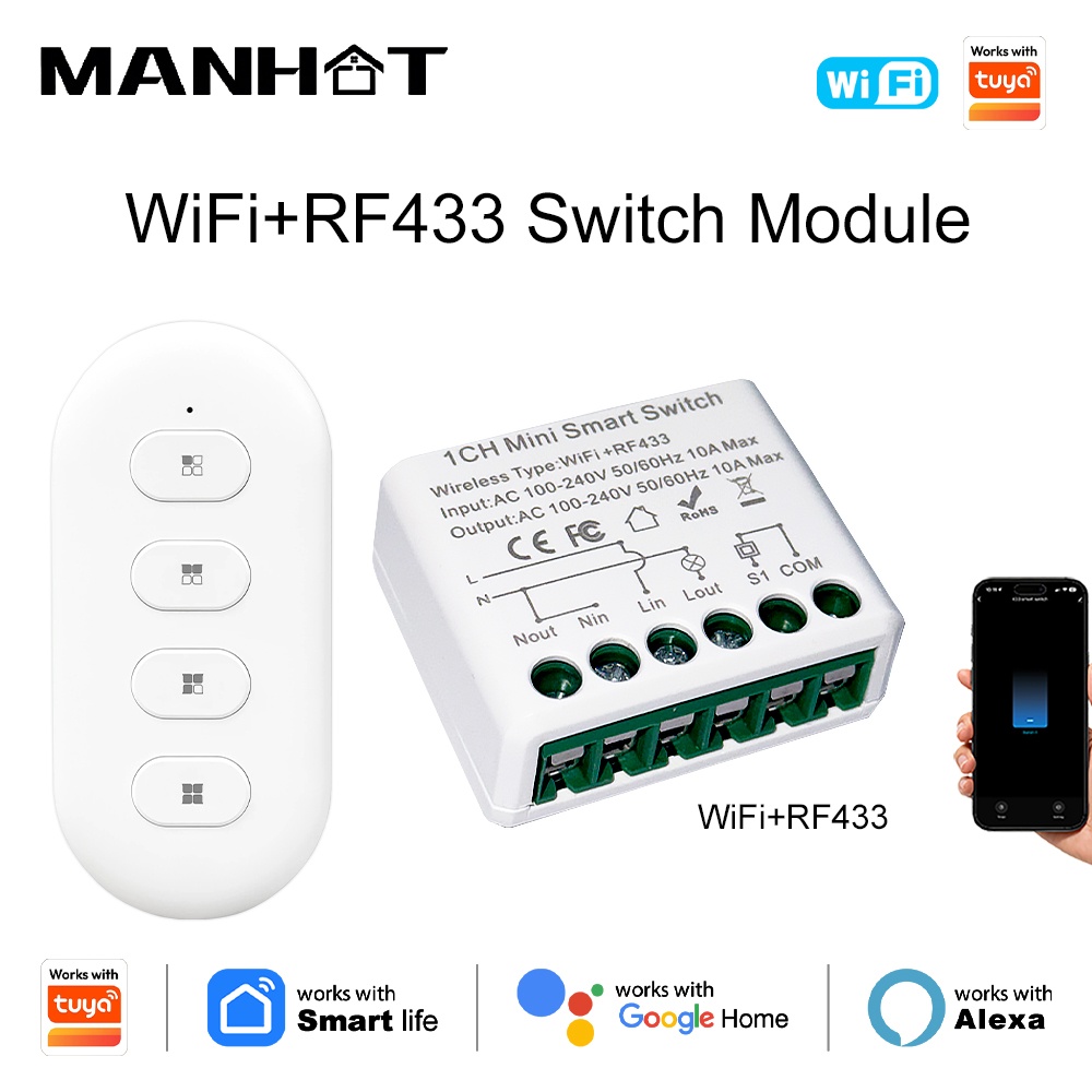 Smart Home Diy - Inteligentne przełączniki światła Tuya WIFI 10A