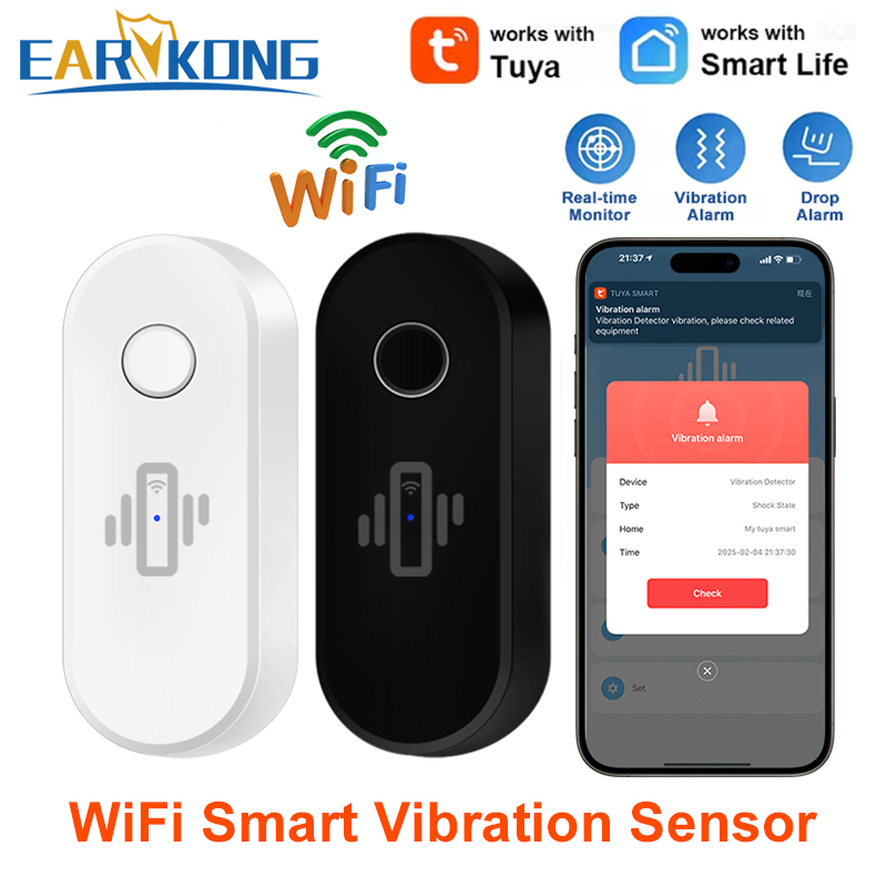 Door Window Sensor - Czujnik wibracji WiFi Tuya, alarm złamania