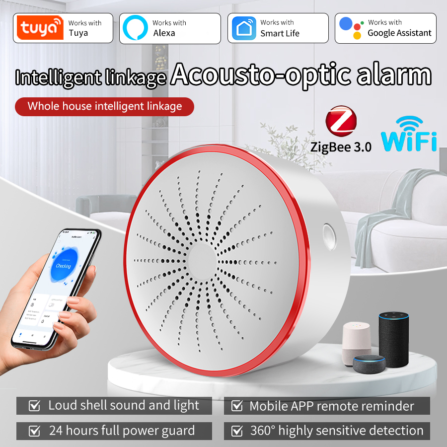 Smart Home Ecosystems - Inteligentna syrena alarmowa Tuya WiFi ZigBee,