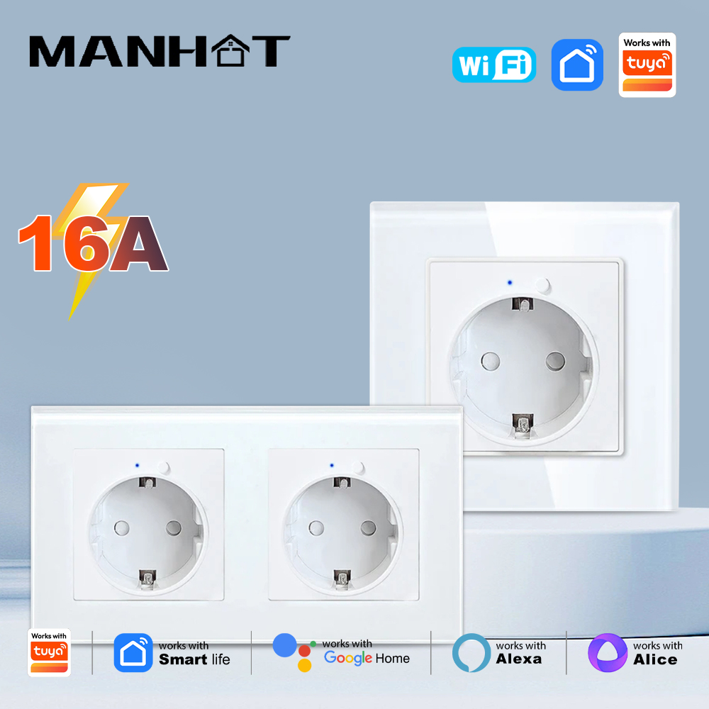 Smart Home Energy App - MANHOT WiFi Inteligentne Gniazdko Ścienne EU