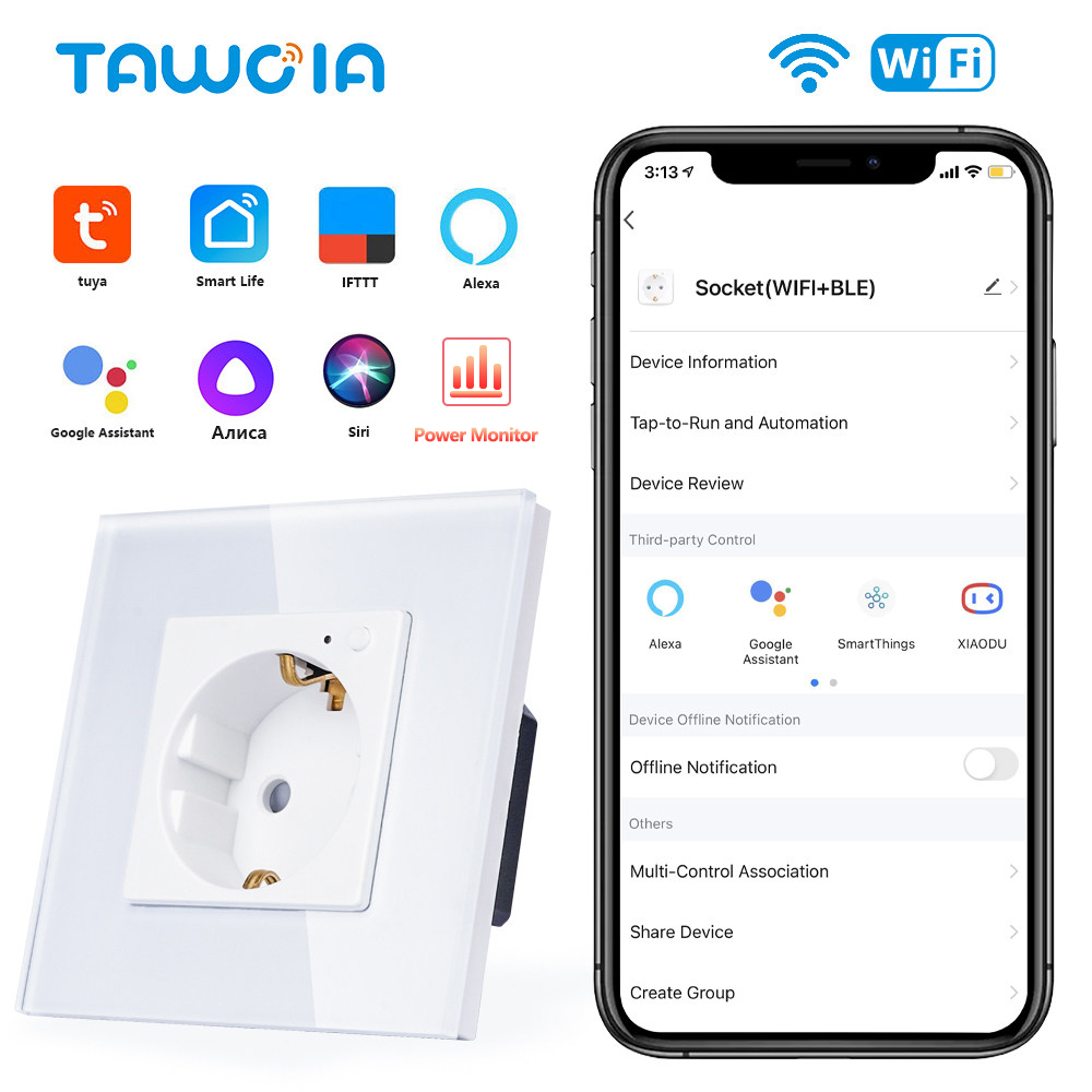 Tuya Wifi Socket - TAWOIA Wifi Gniazdo ścienne Standard UE