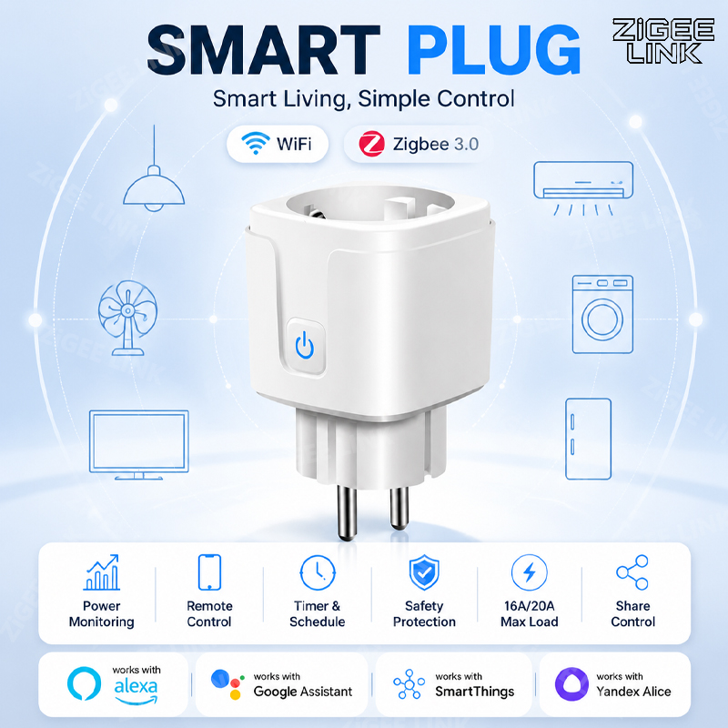 Tuya Wifi Socket - Inteligentna wtyczka WiFi Zigbee3.0 EU, bezprzewodowe