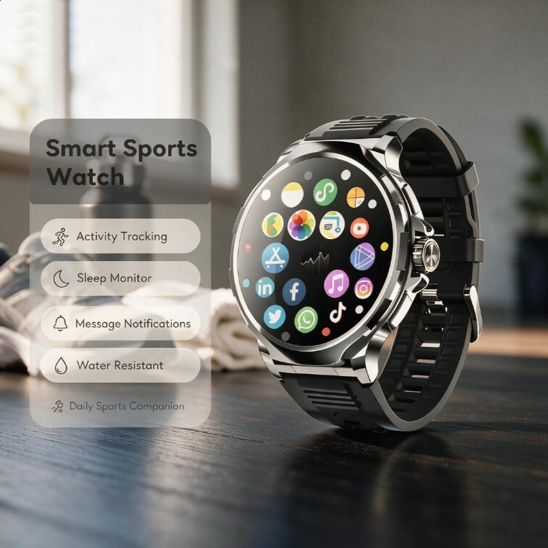 Smart Home Green - Wielofunkcyjny smartwatch sportowy 4G SIM z